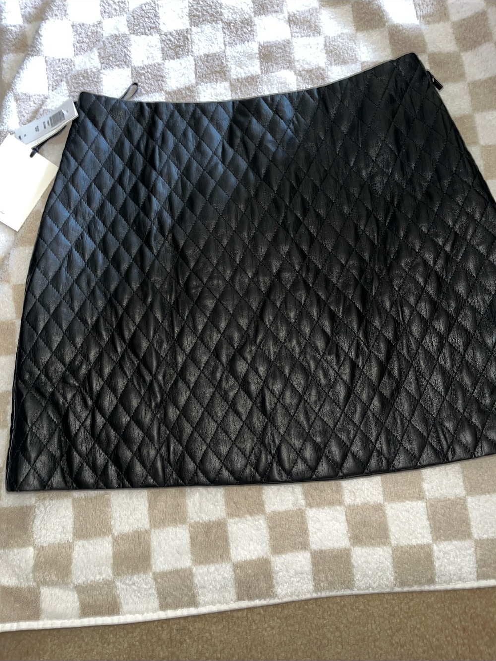 Aritiza Sunday best Black Quilted Faux Leather Mini Skirt